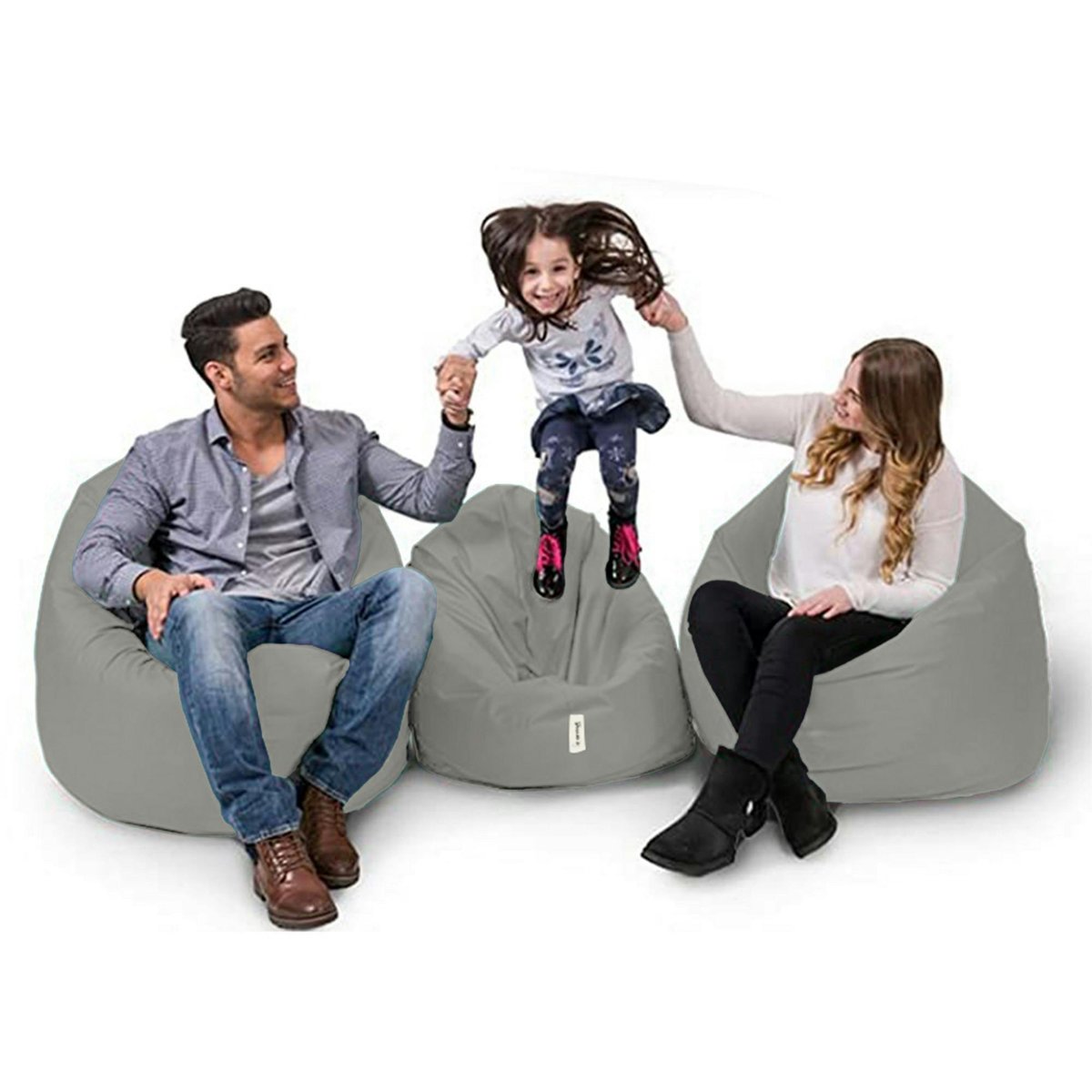 Pouf d'extérieur imperméable en polyester ARTA gris, PIER IMPORT