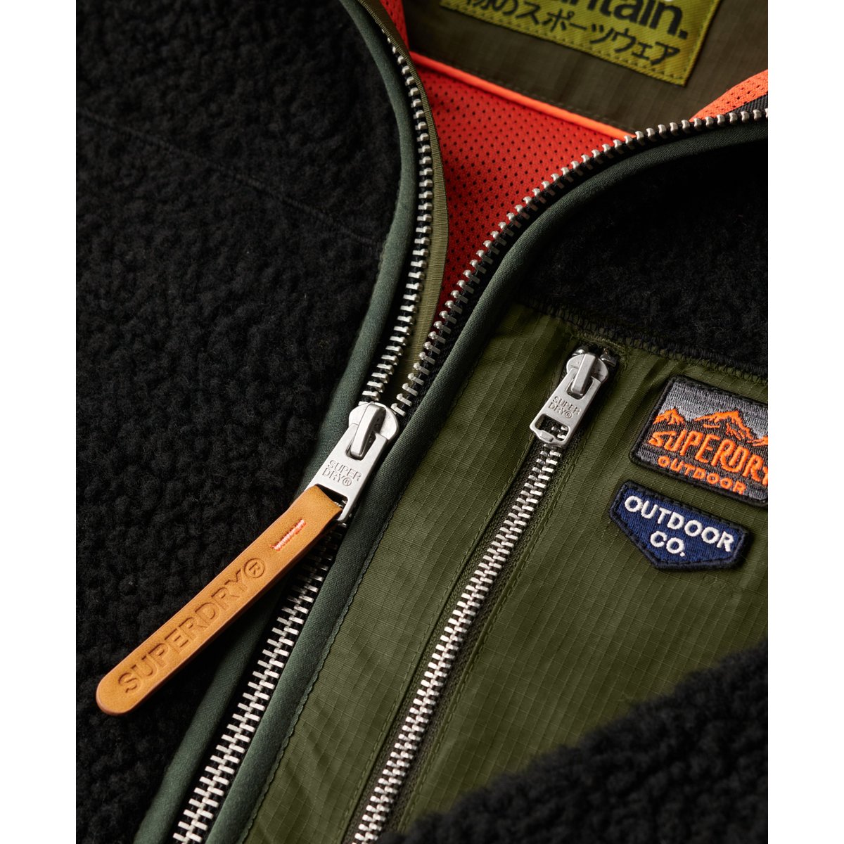 Polaire sherpa zippée avec poche noir, SUPERDRY