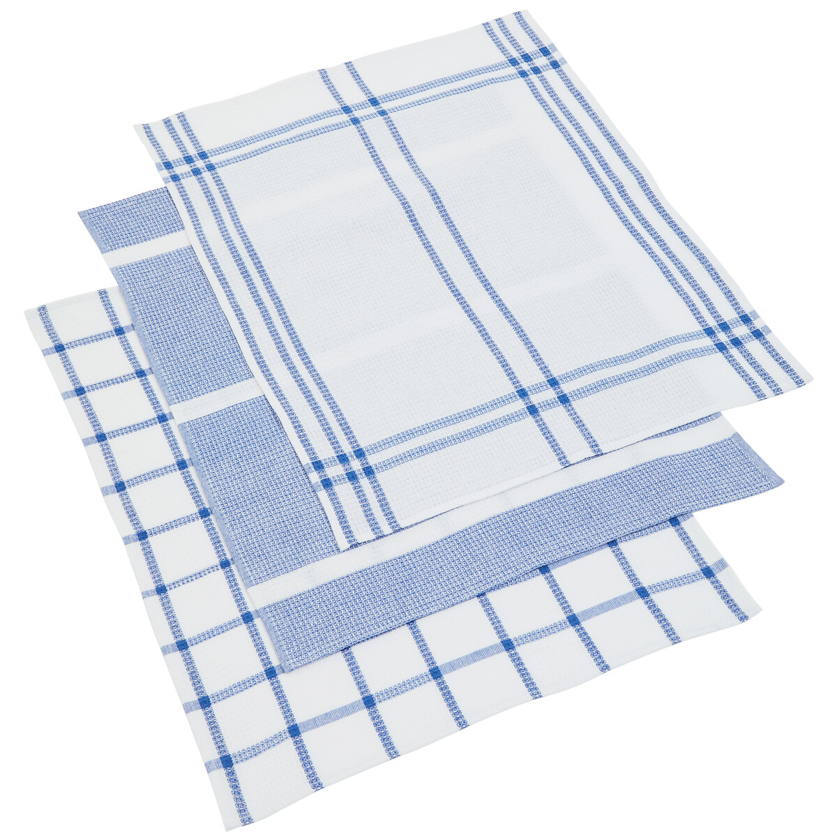 Set of 3 Cotton Waffle Tea Towels blue, SO'HOME