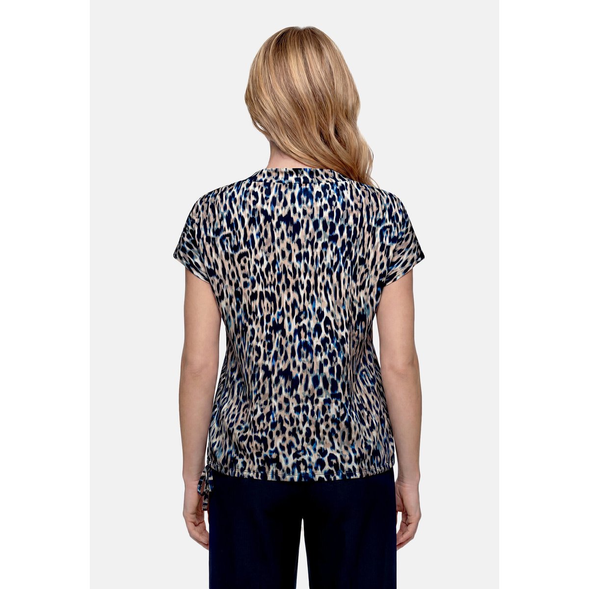 Haut imprimé à col droit bleu/beige, BETTY BARCLAY
