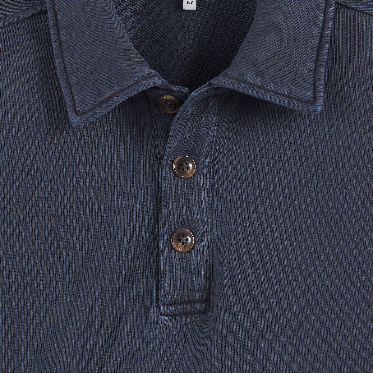 Sweat com gola polo em moletão marinho, LA REDOUTE COLLECTIONS