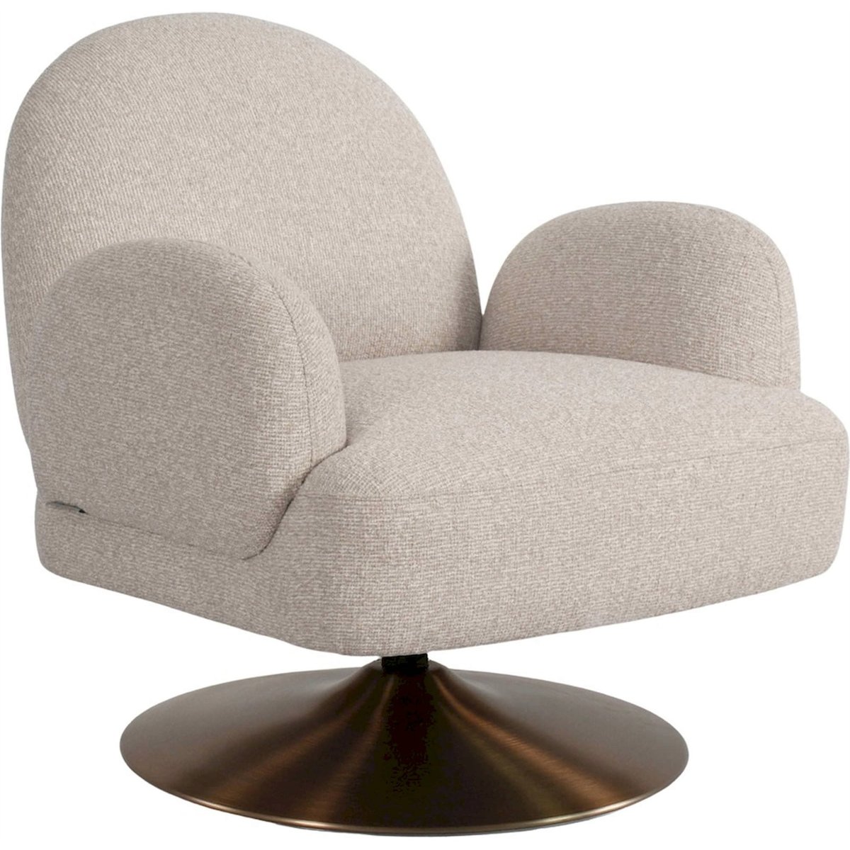 Fauteuil lounge pivotant en tissu biscotti clair texturé, RECOLLECTION