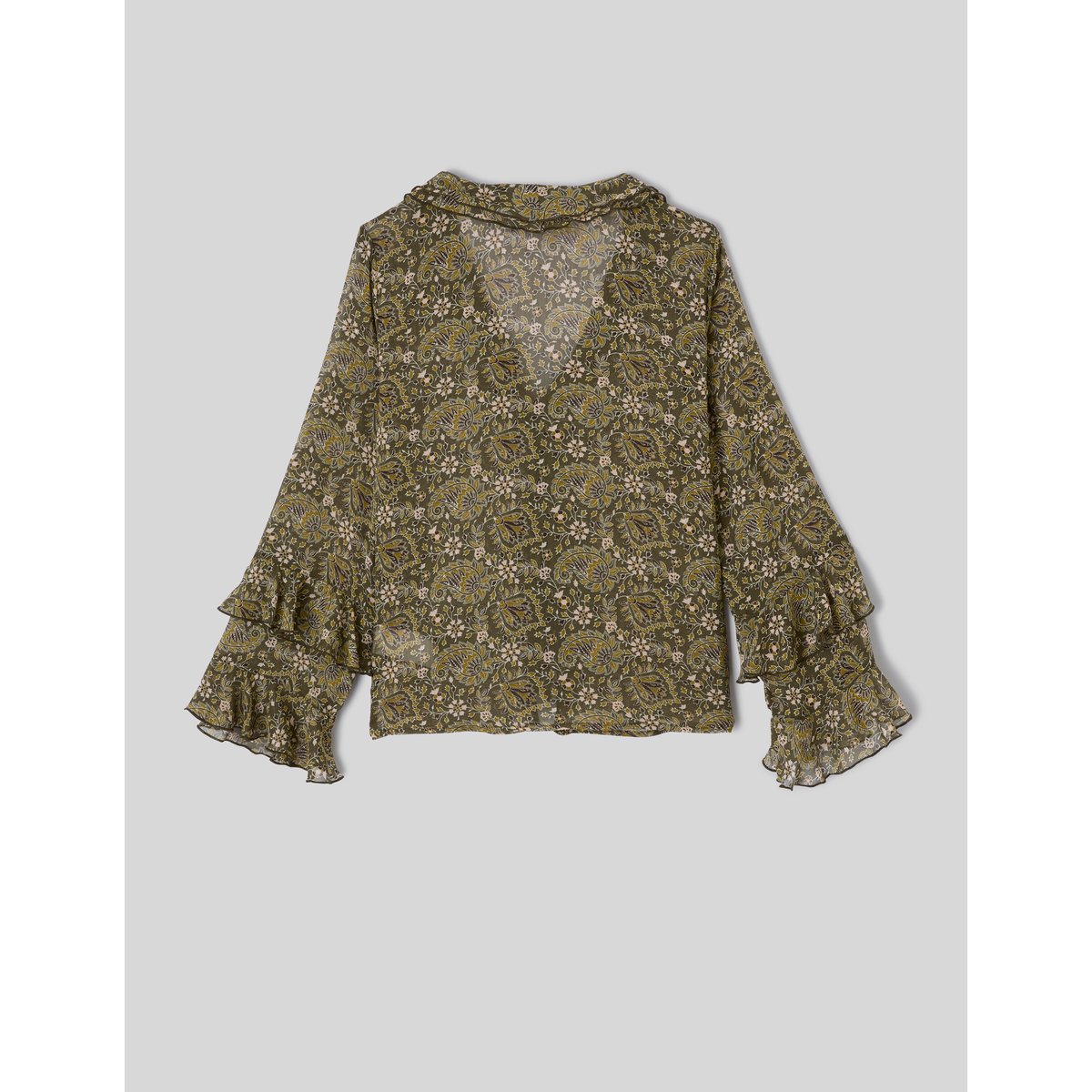 Blouse imprimée volantée multicolore, BZB