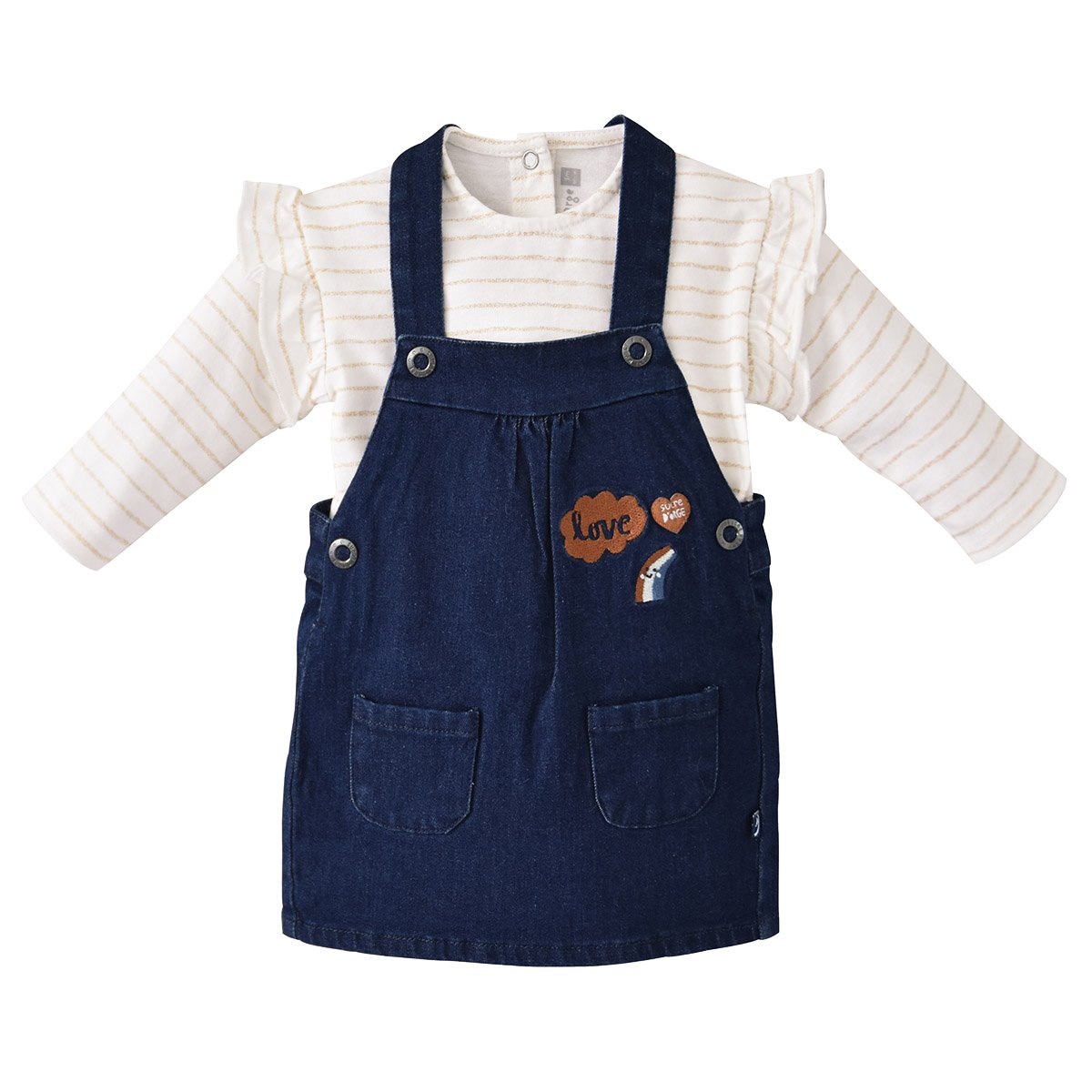 Robe en jean et t-shirt bonnie bleu, SUCRE D'ORGE