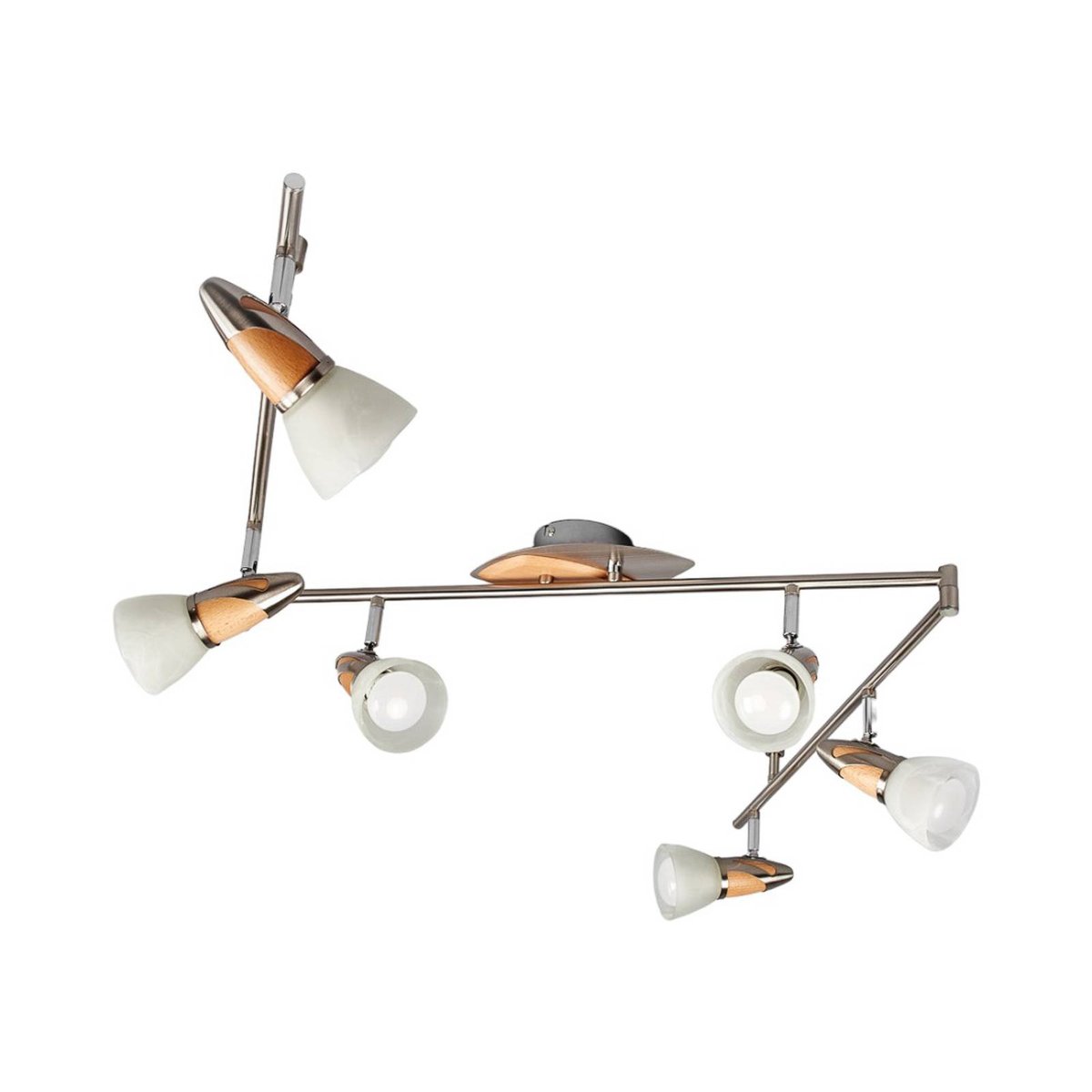 Plafonnier en métal traditionnel, Marena nickel satiné, bois, blanc satiné, LINDBY