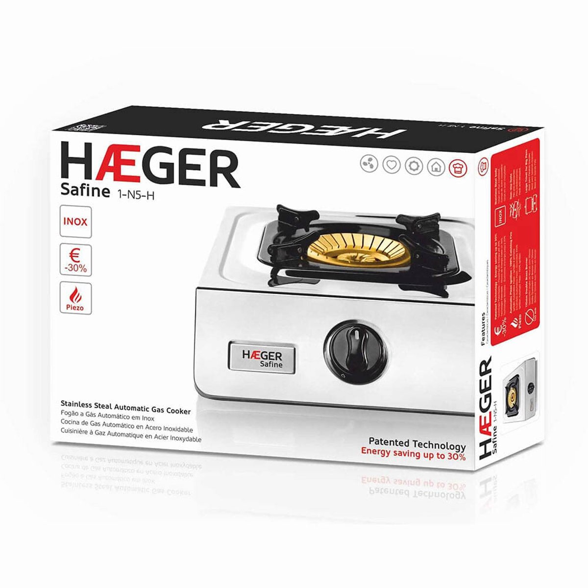 Fogareiro a gás Safine, HAEGER preto , HAEGER
