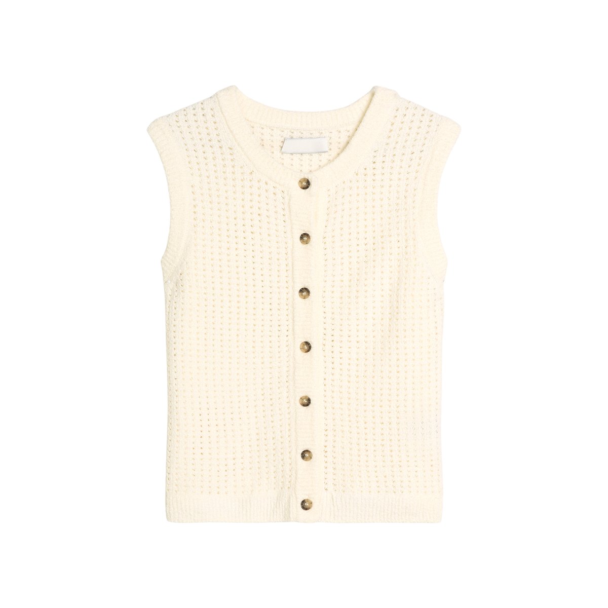 Cardigan sans manches slim en doux mélange de coton organique nature, MARC O’POLO DENIM