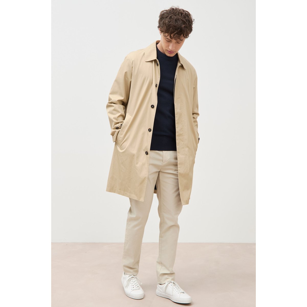 Pull manches longues col rond bleu marine, BONOBO