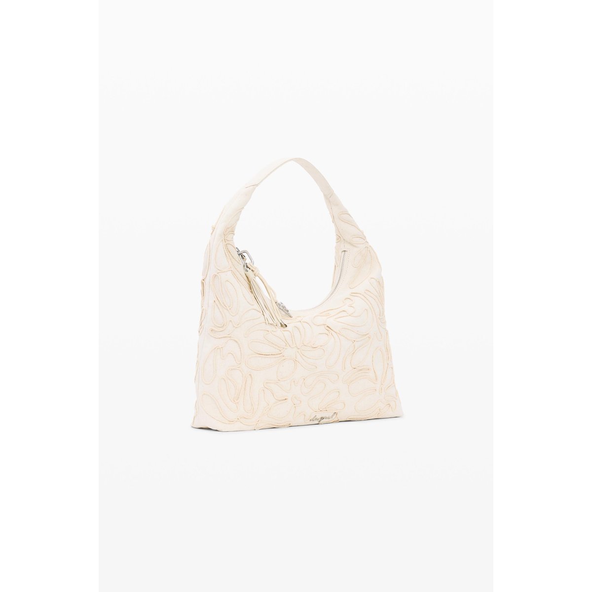 Grand sac en toile à fleurs blanc, DESIGUAL