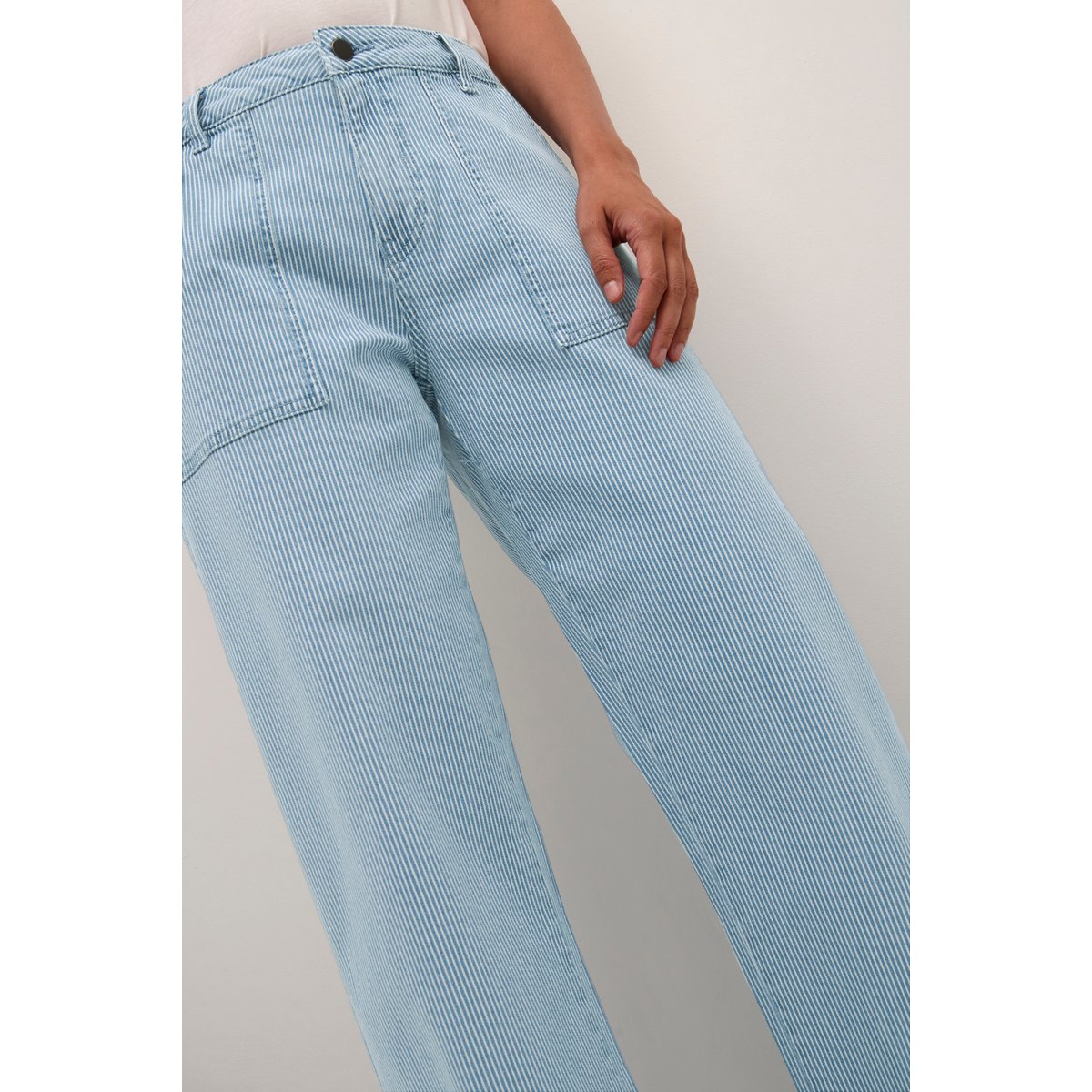 Casual pants bleu/blanc rayures, CULTURE