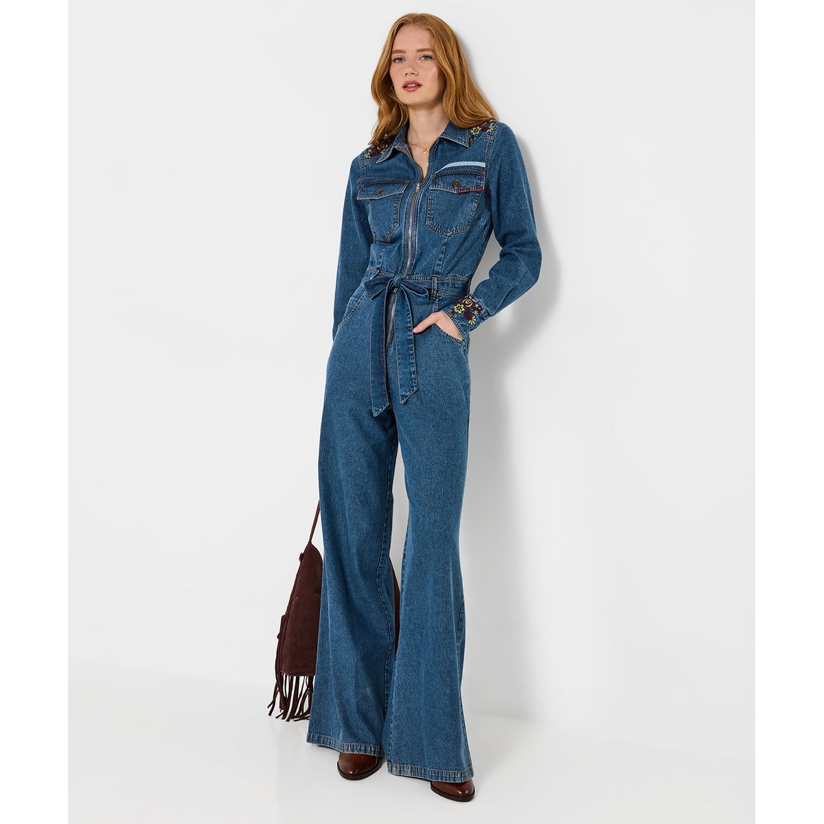 Combinaison en Jean Brodée Goldie bleu, JOE BROWNS