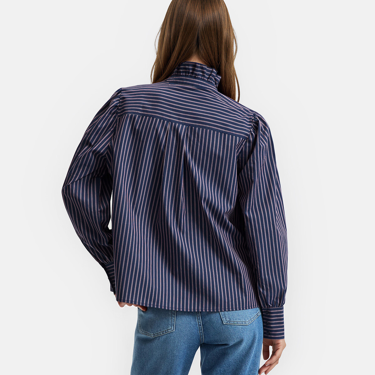 Chemise rayée, col victorien, Signature CHARLÈNE rayé rouge, LA REDOUTE COLLECTIONS