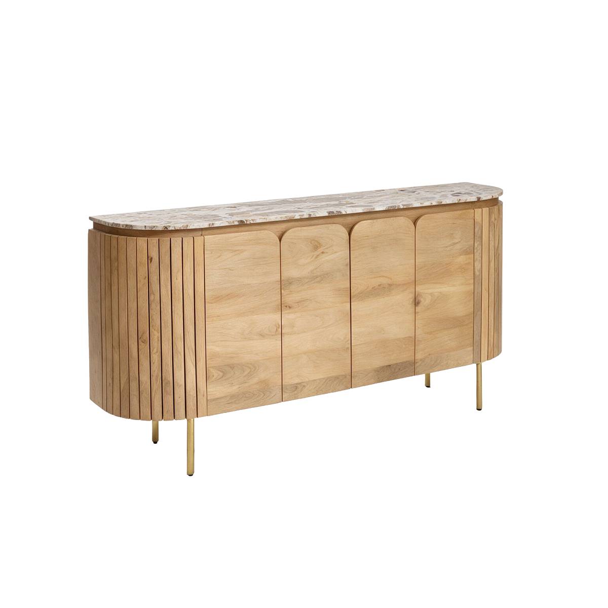 Buffet en bois de manguier et marbre CYRENE bois clair, MADE IN MEUBLES