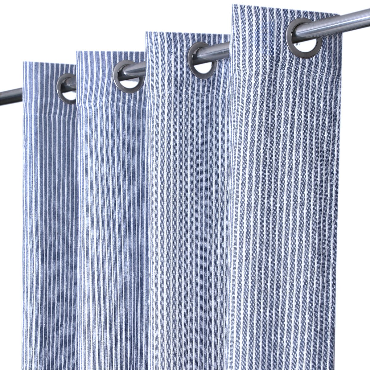 Rideau tamisant coton, BENISA bleu, blanc, INSPIRE