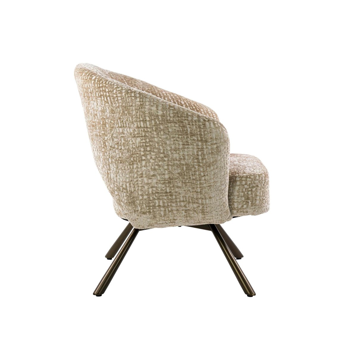 Fauteuil de salon pivotant beige à motifs veloutés bruns CREEK beige, PIER IMPORT