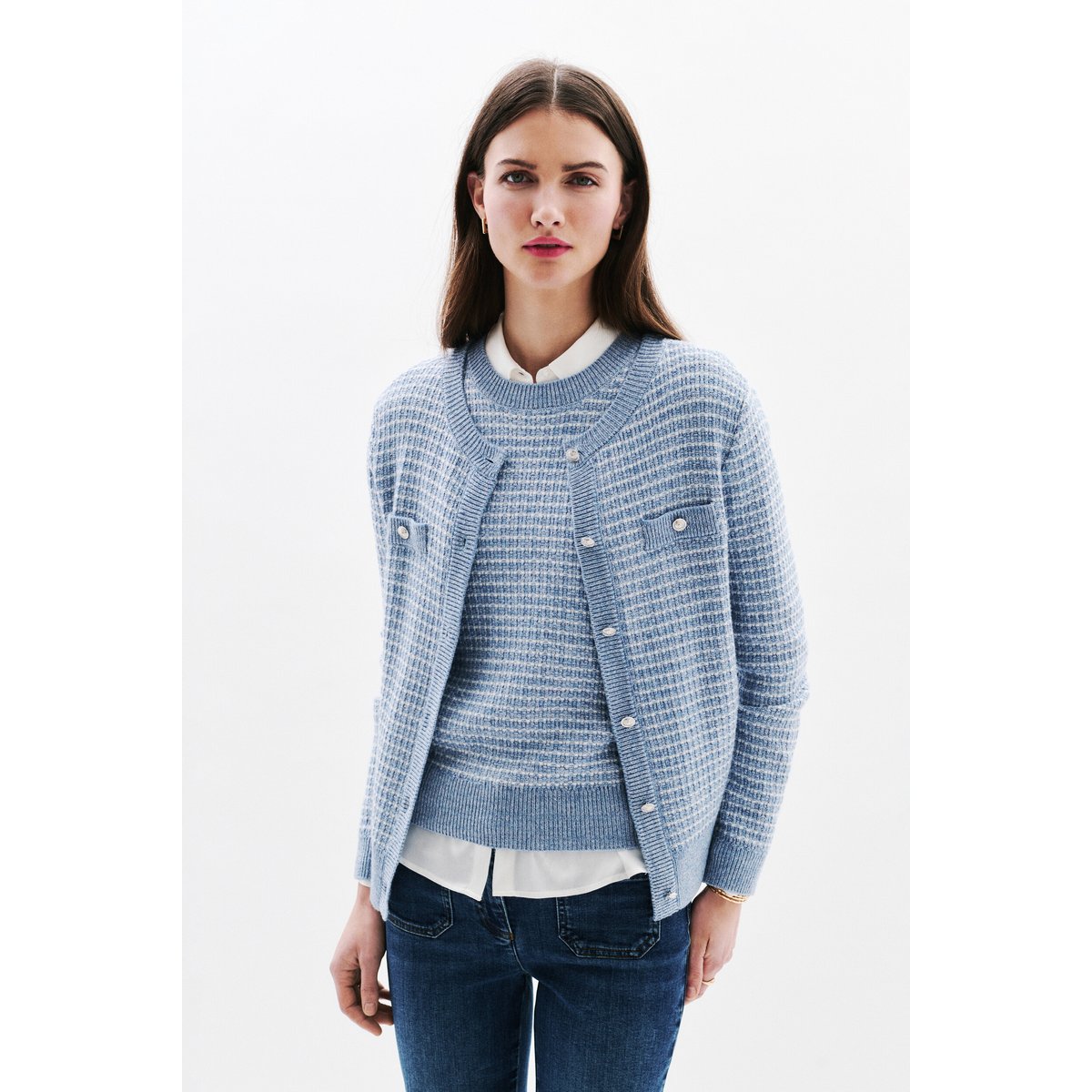 Gilet Mleonie denim baby bleu, CAROLL