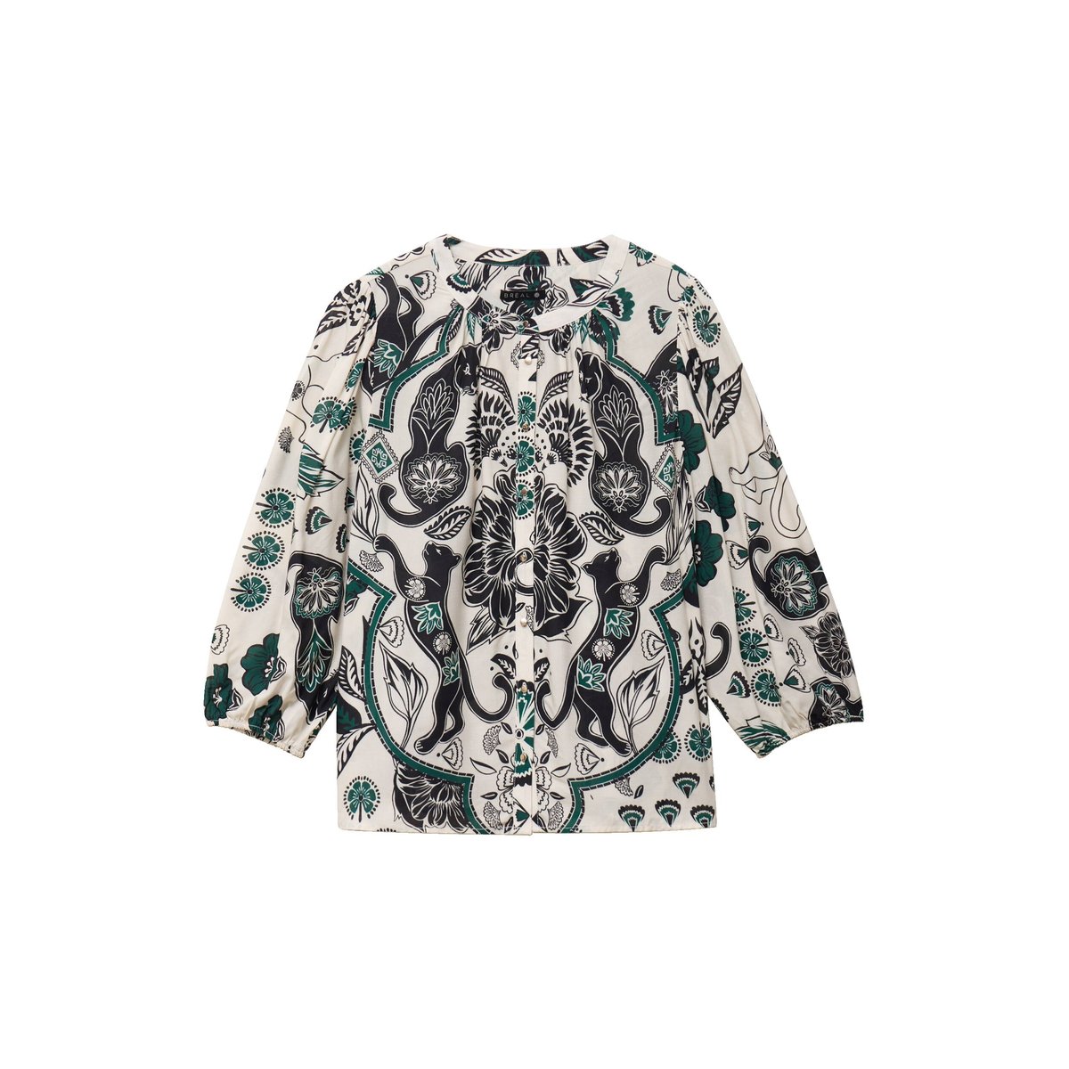 Chemise droite manches 3/4 col rond vert, BREAL