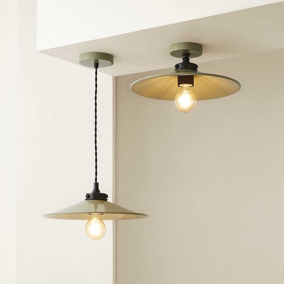 Hadley Rolled Edge Flush Ceiling Light green, SO'HOME