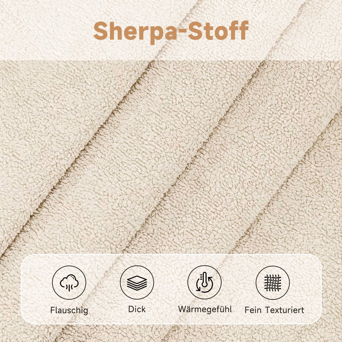 Lot de 4 chaises de salle à manger en bouclette avec pieds métal, DUORAU beige, MEUBLES COSY