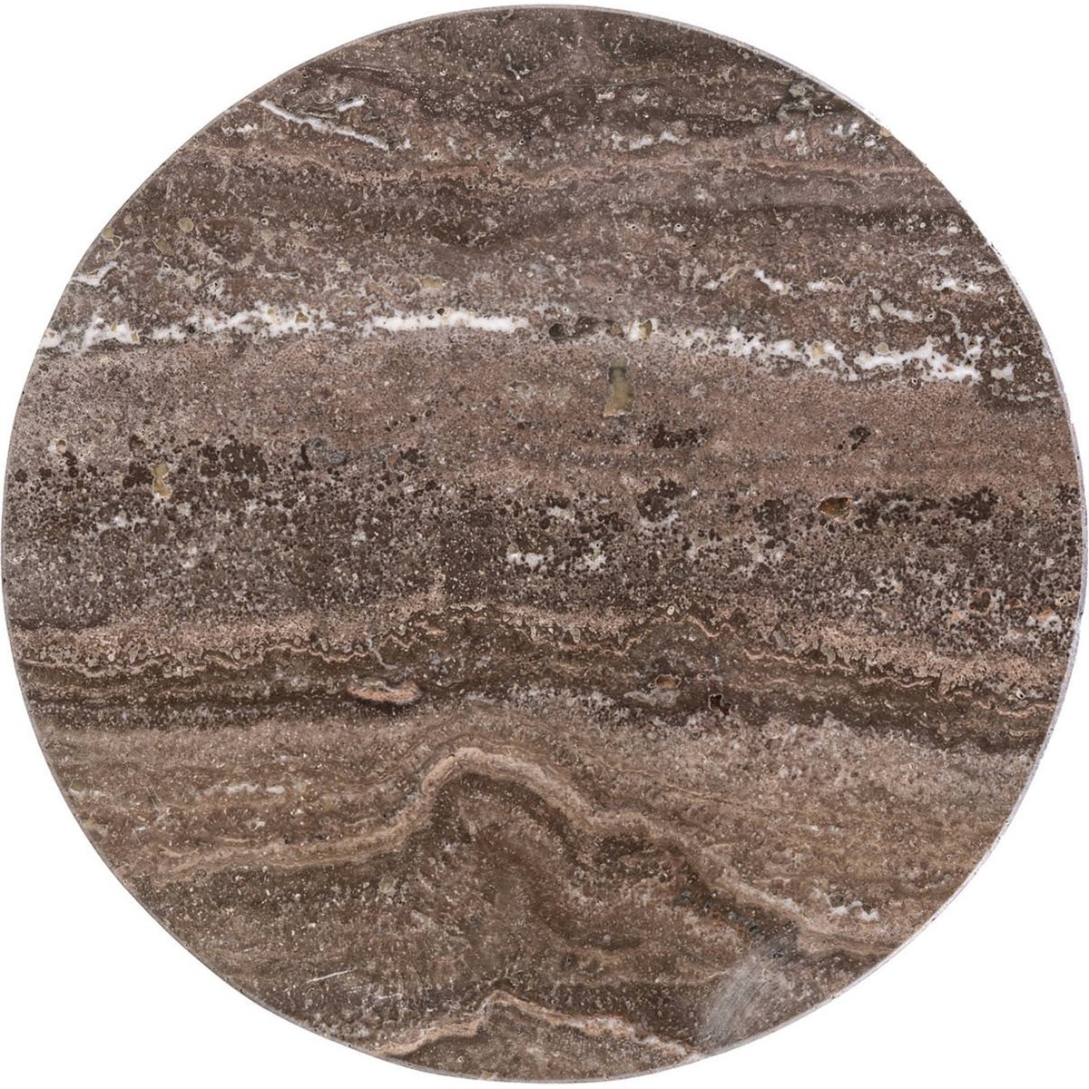 Table d'appoint ronde en travertin bronze et travertin brun, RECOLLECTION