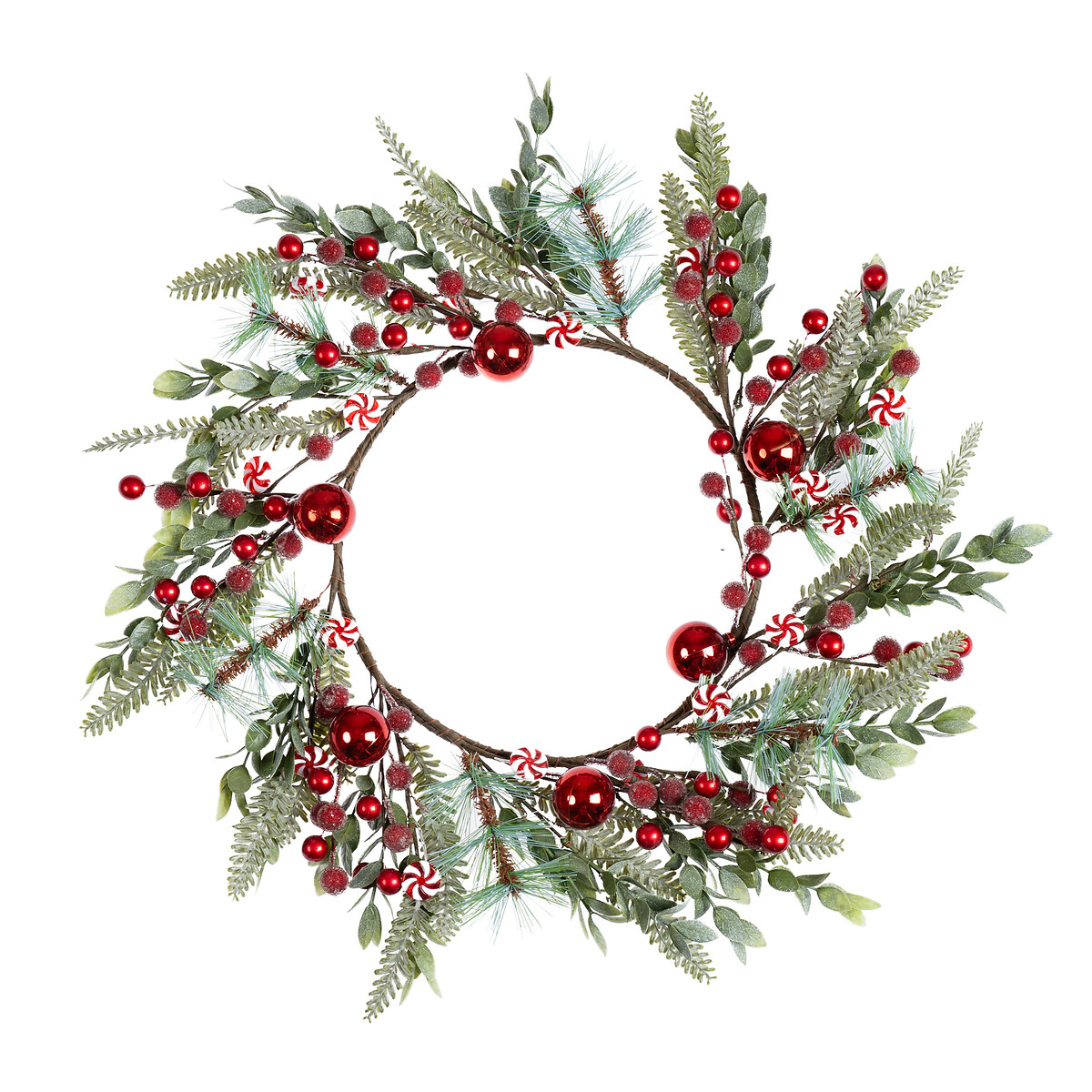 45cm Candy Cane & Bauble Wreath red, SO'HOME