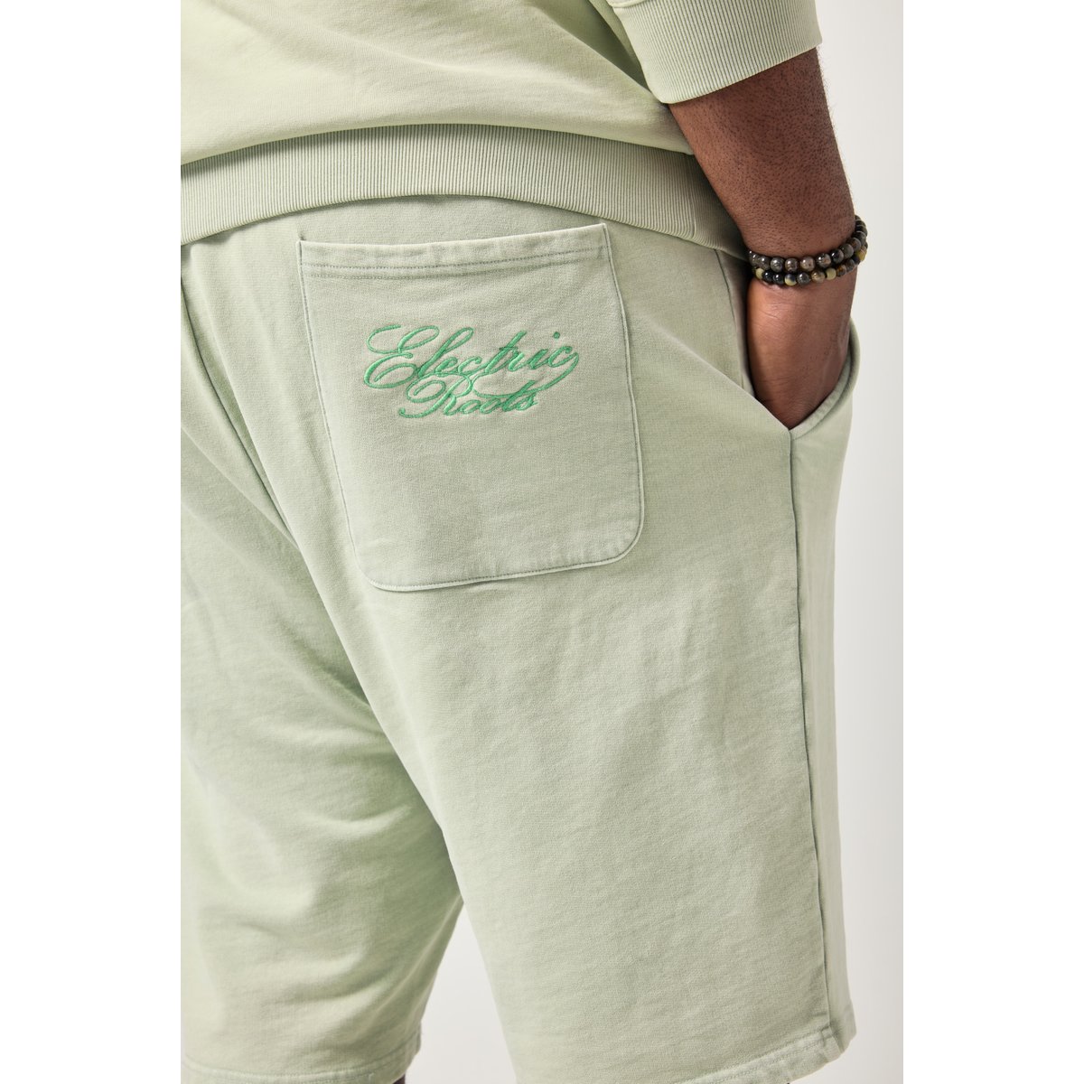 Bermuda cargo en molleton, taille élastique menthe légère, STHUGE
