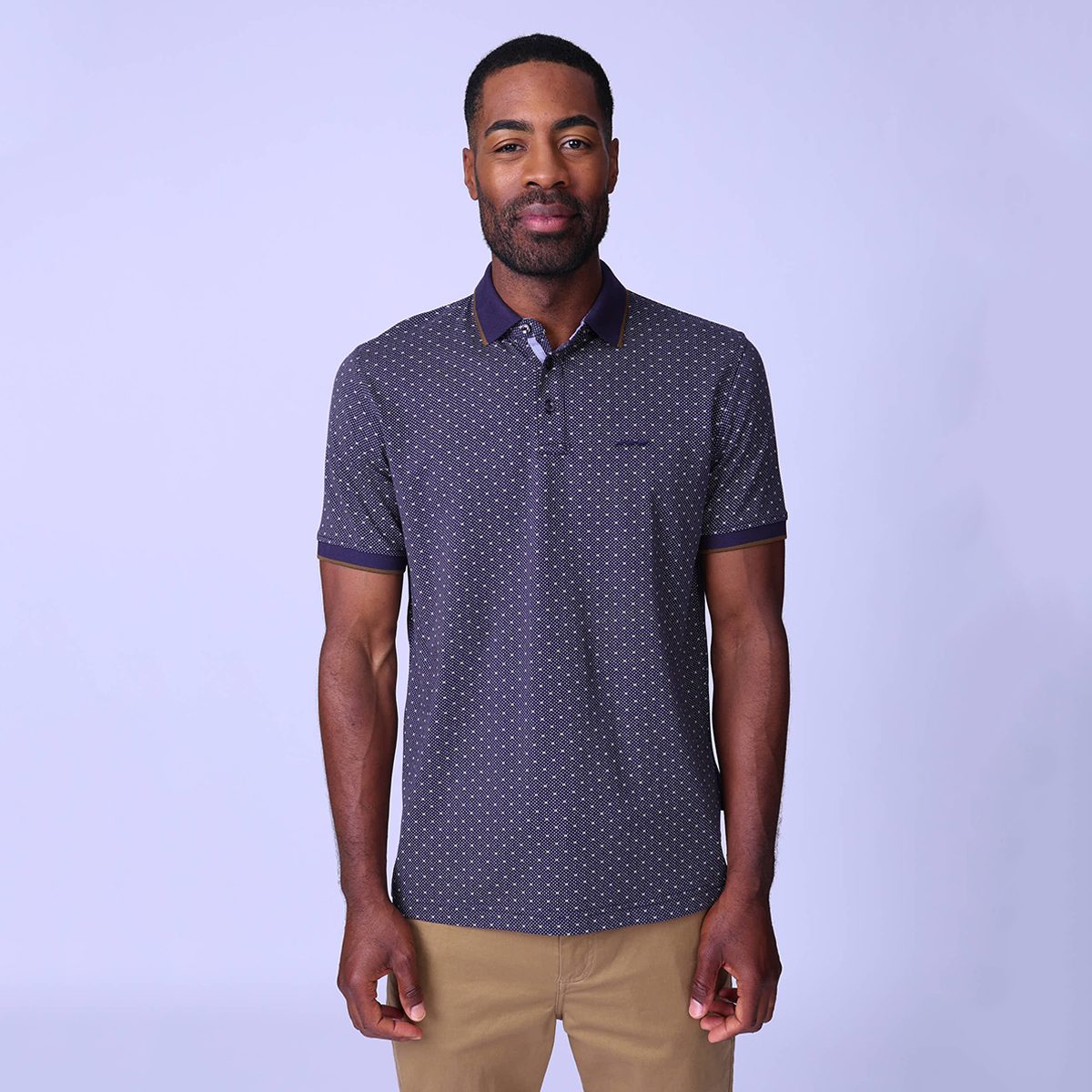 Polo micro-imprimé Honoré bleu marine, MISE AU GREEN