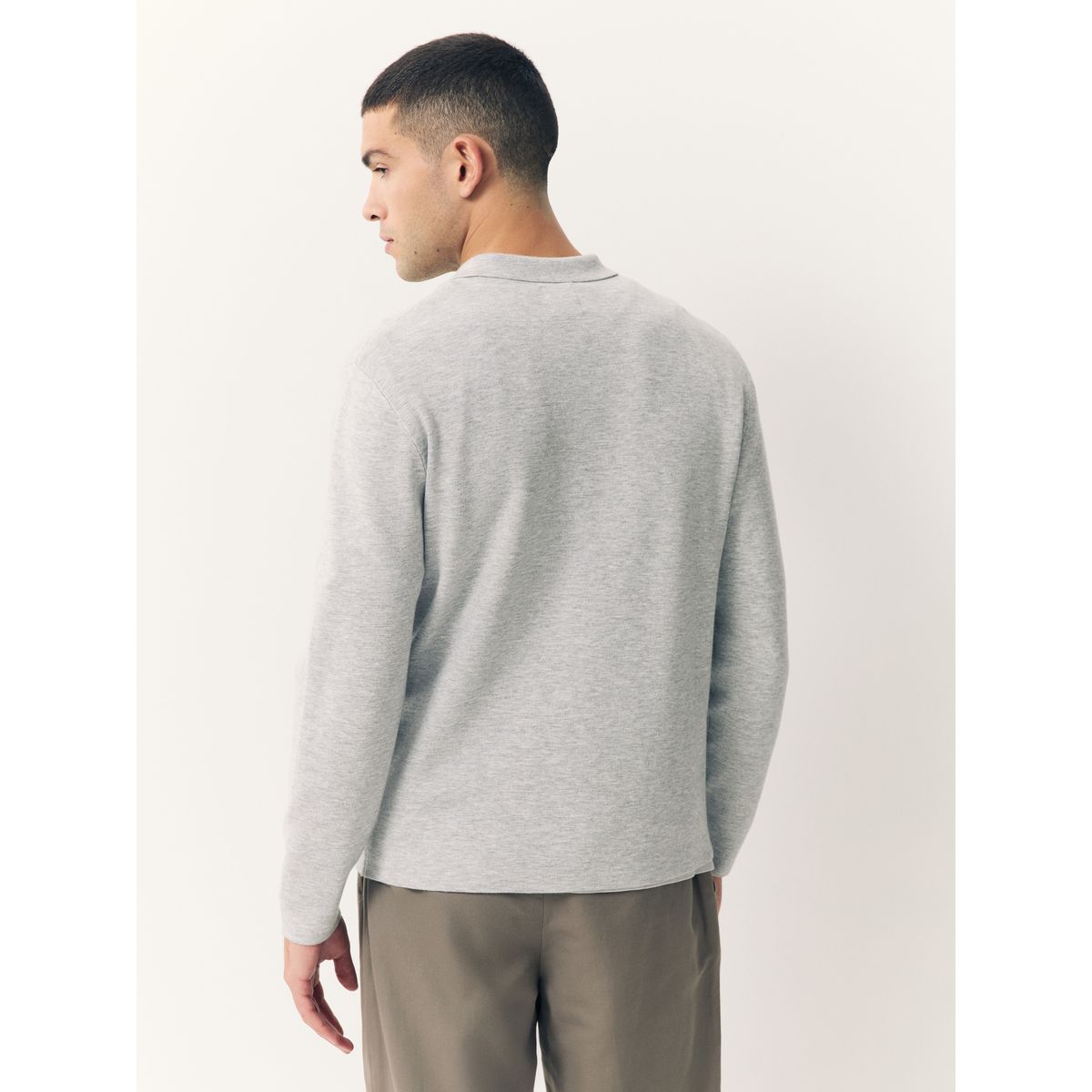 Polo regular en maille à col zippé gris, NEXT