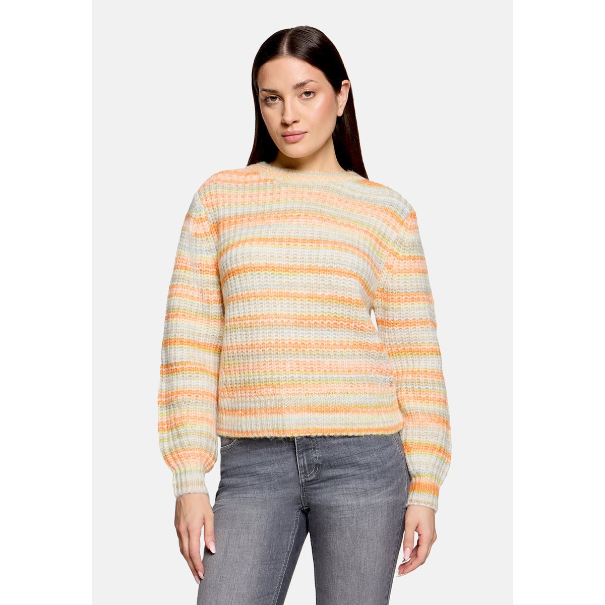 Pull-over en maille à teneur en fil fantaisie cream/orange, BETTY & CO