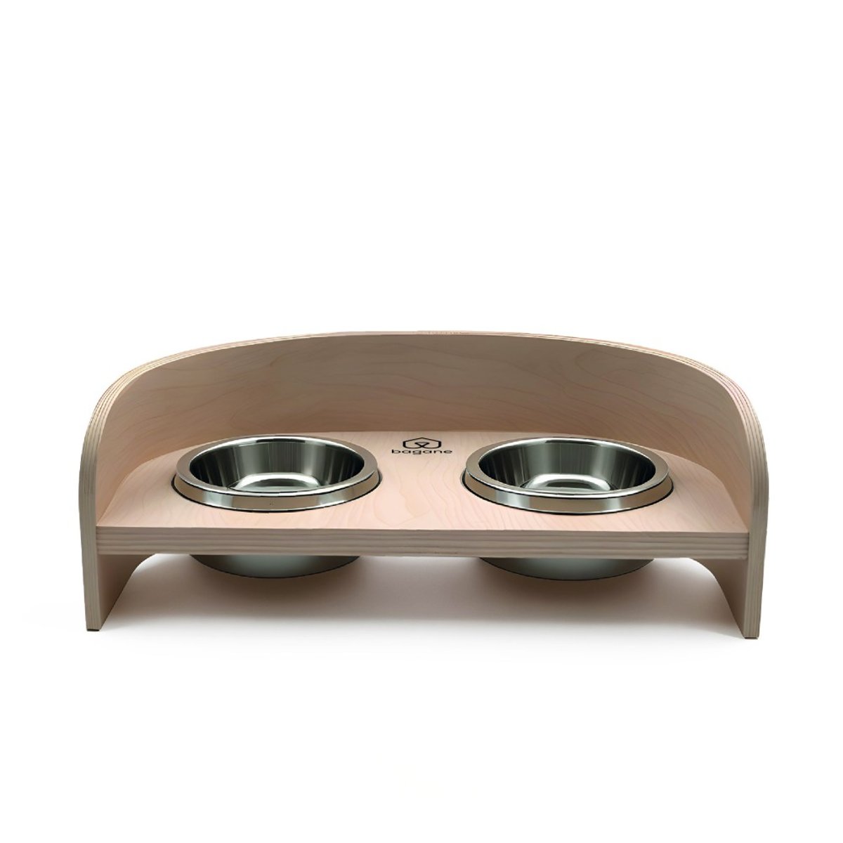 Gamelle double pour chat en bois, CARROUSEL bois clair, BAGANE