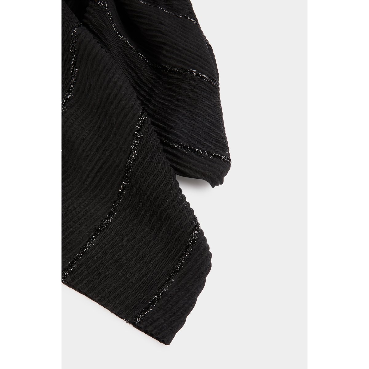 Foulard plissé métallisé noir, MORGAN