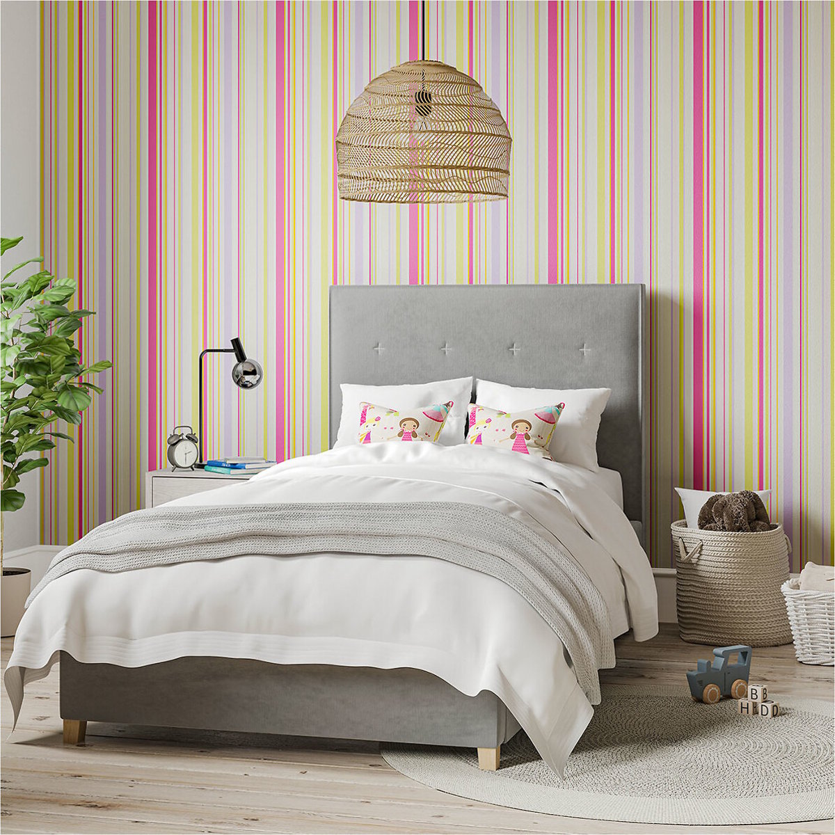 50x1000cm What a Hoot Wallpaper fuchsia apple lilac and neutrals, HARLEQUIN
