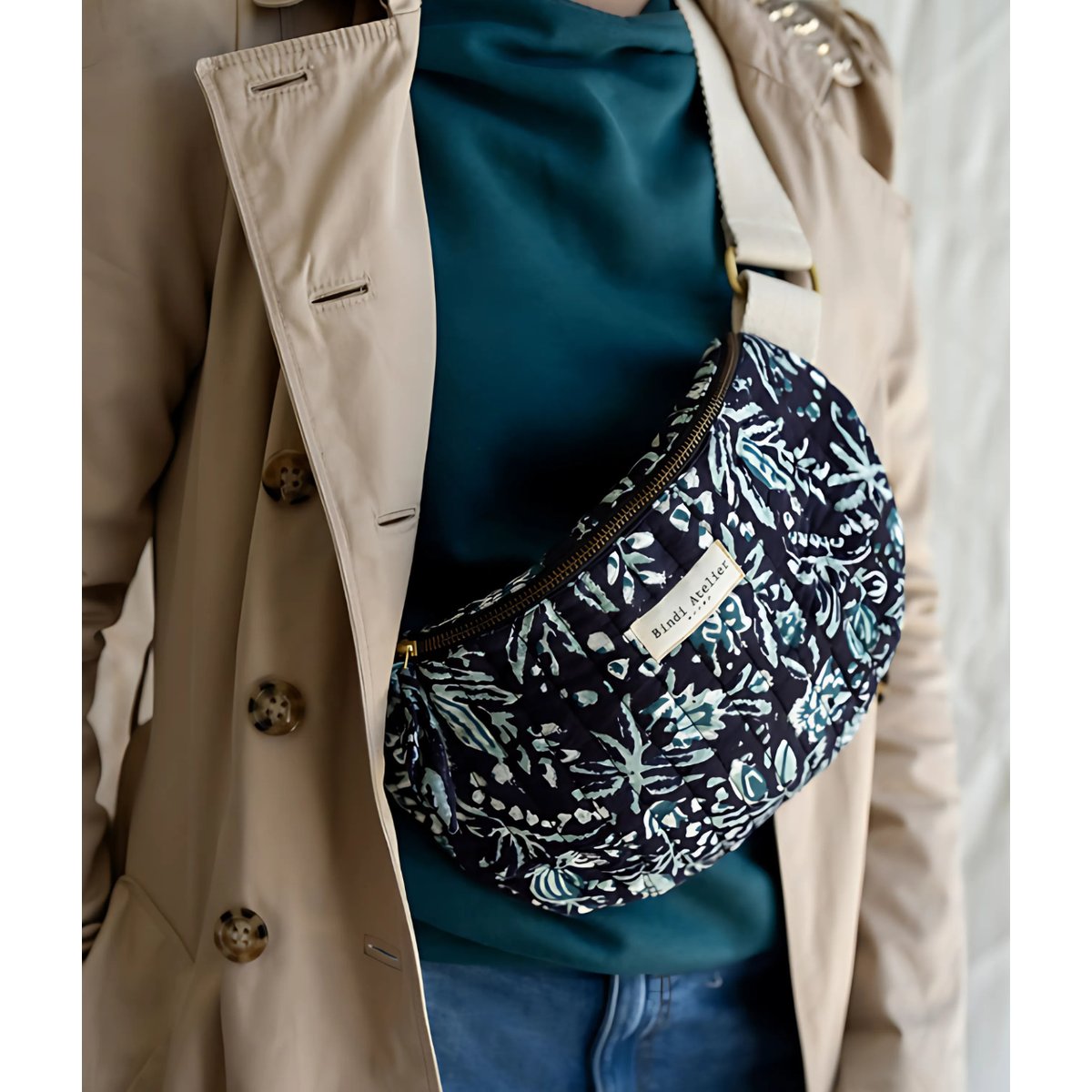 Sac banane adulte imprimé KALI bleu eclipse, BINDI ATELIER