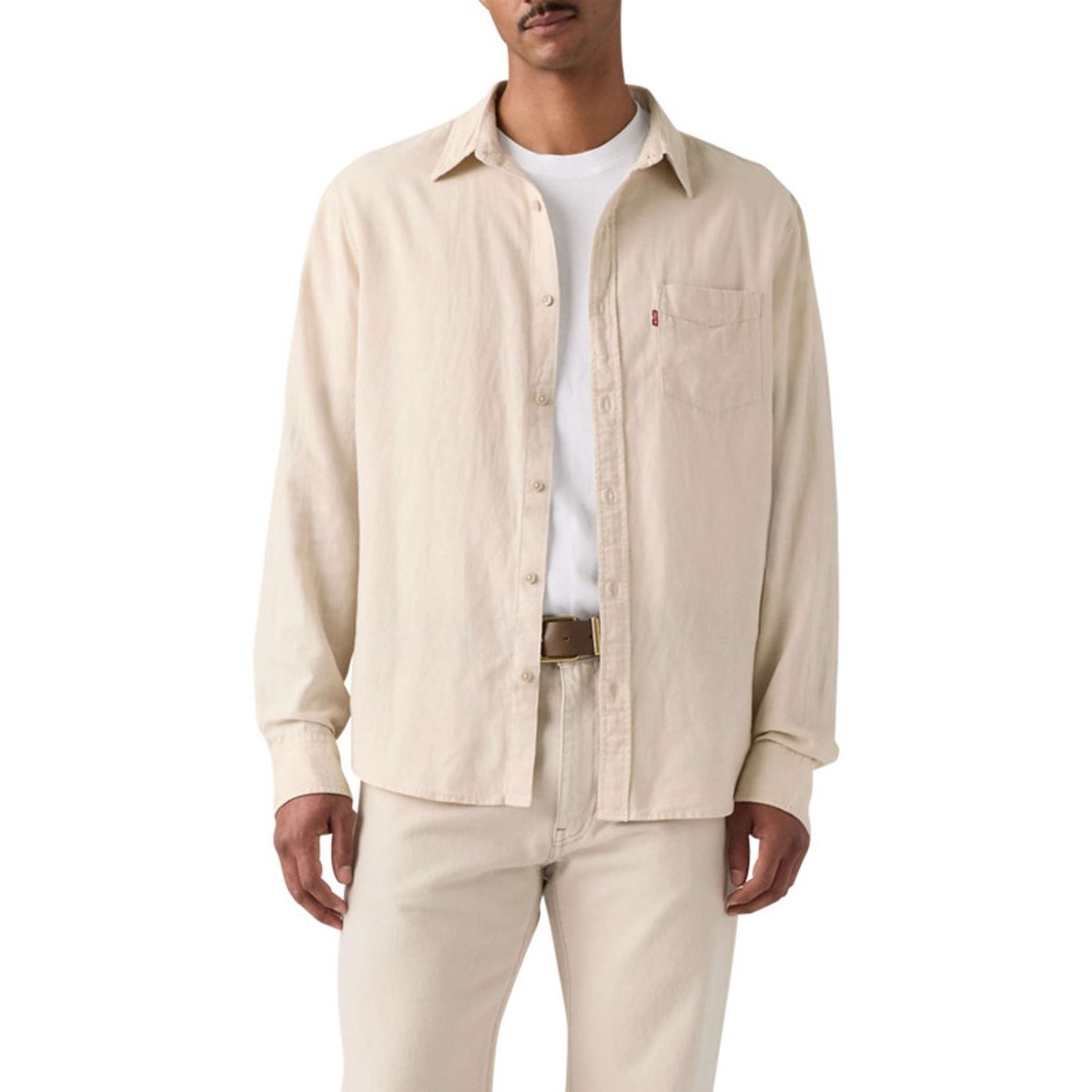 Chemise en coton beige à coupe droite pourvue d'un col à revers beige, LEVI'S