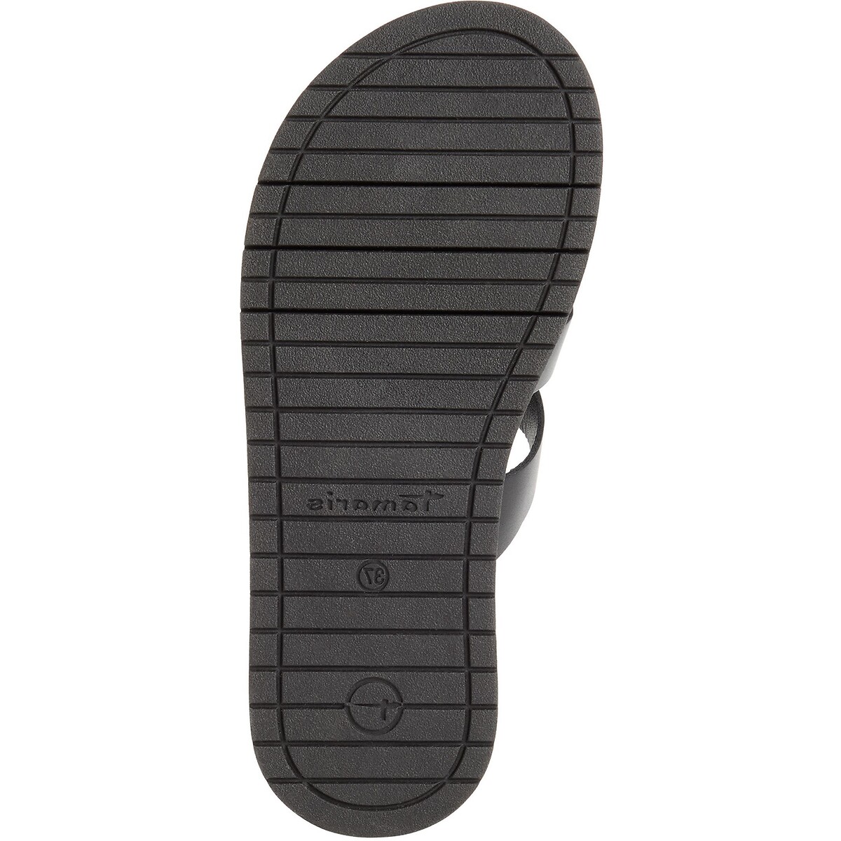 Mules plates en cuir noir, TAMARIS