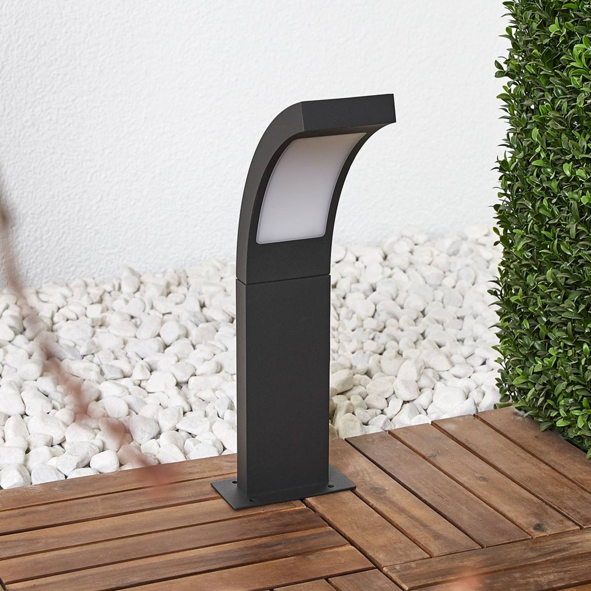 Luminaire extérieur en aluminium moderneLED anthracite, blanc opale, LUCANDE