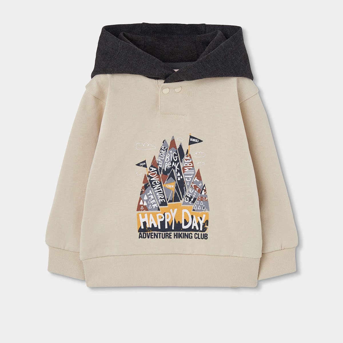 Ensemble garçon molleton imprimé montagnes beige, BOBOLI