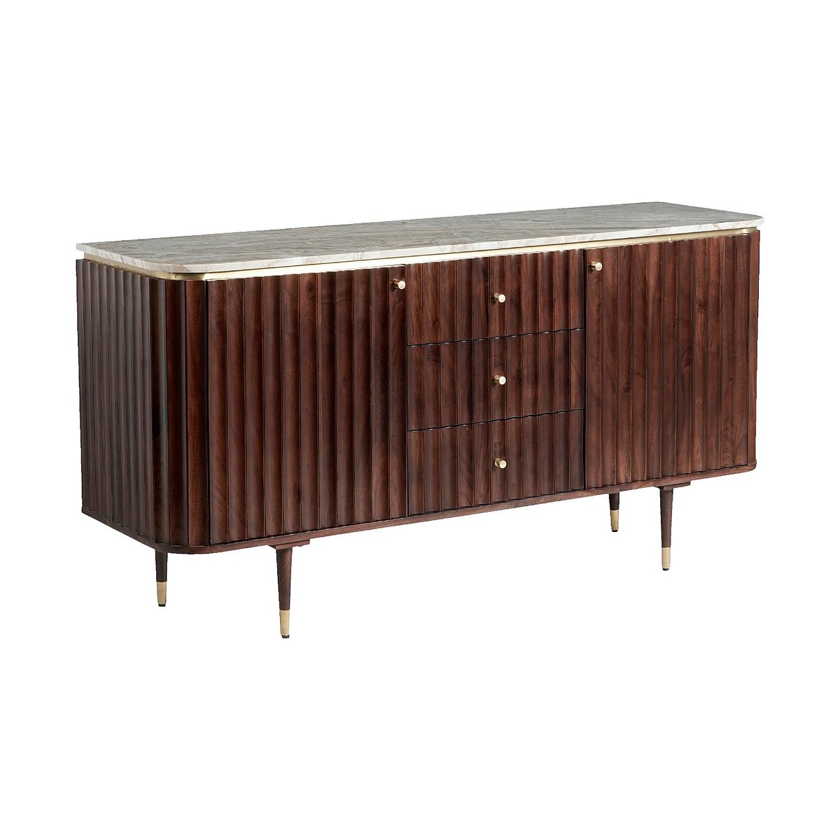 Buffet bois, panneau, marbre HECTOR naturel foncé, HABITAT