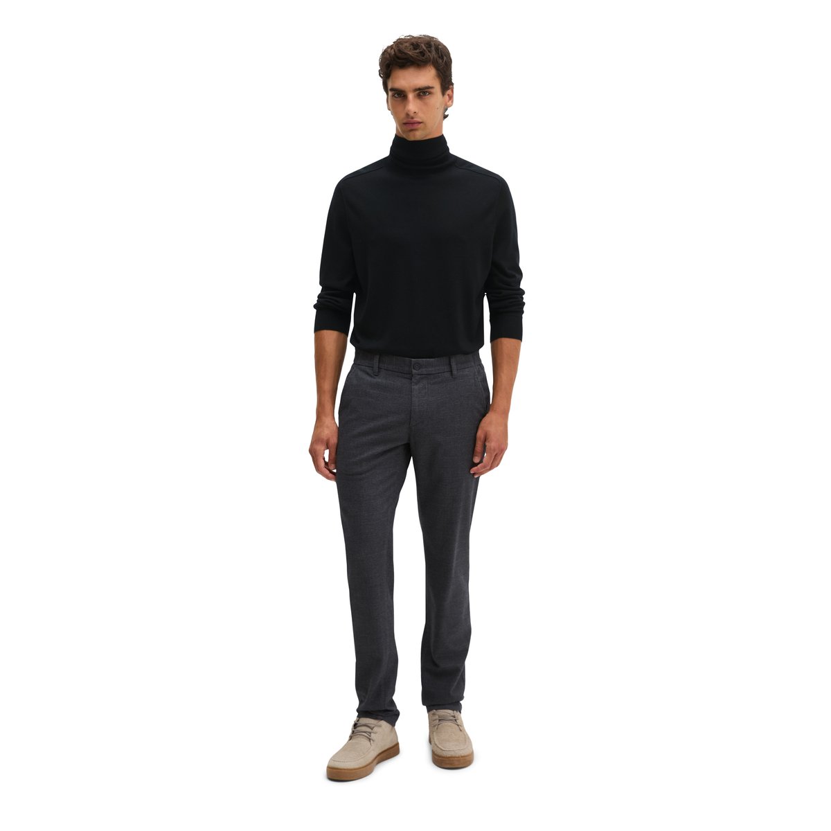 Chino modèle Stig, coupe jogger en mélange élastique de coton bio et de viscose gris, MARC O'POLO