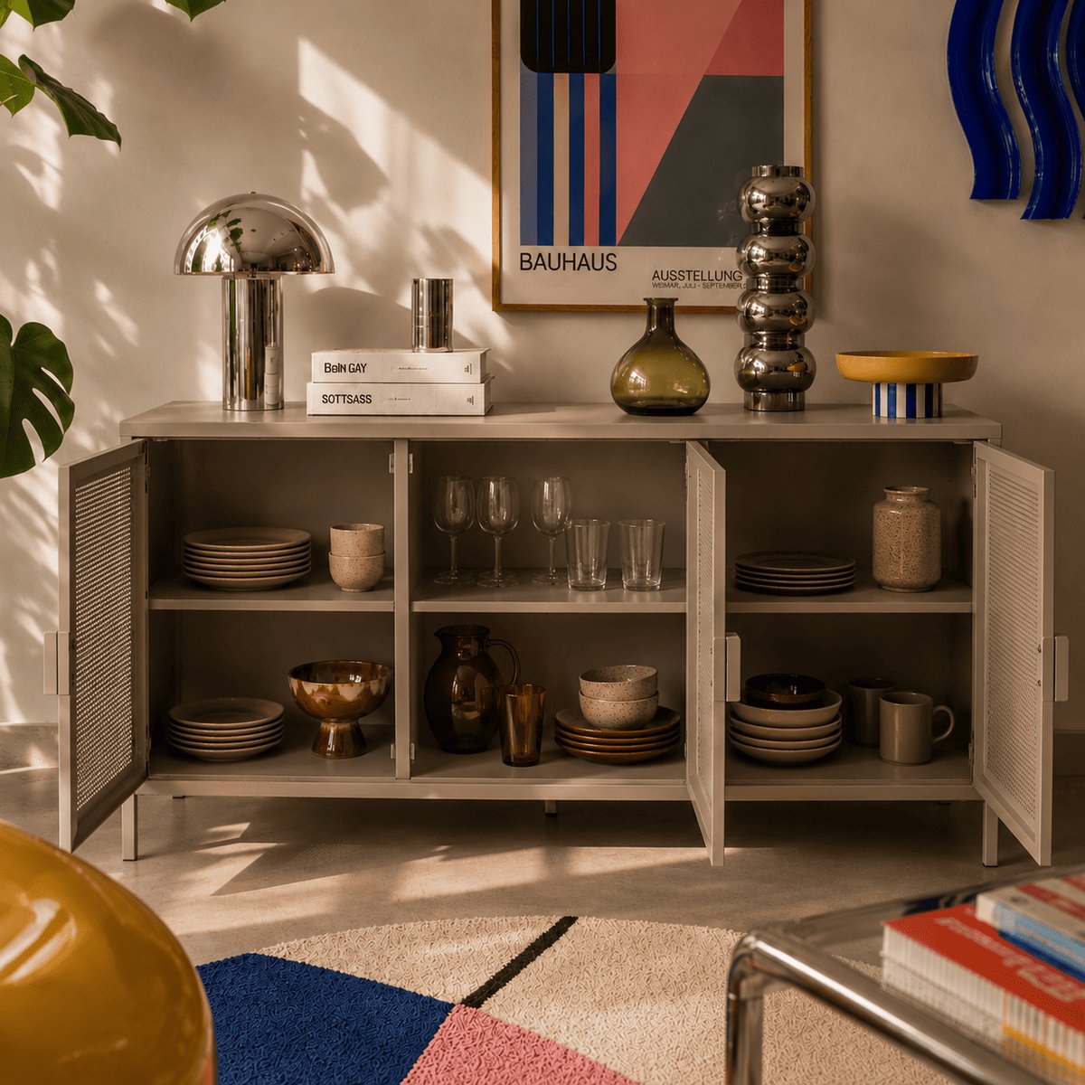 Buffet en acier 3 portes taupe, PANTONE