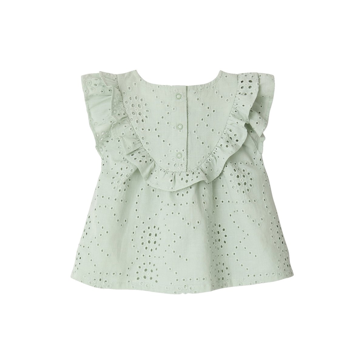 Blouse bébé broderie anglaise vert d'eau, VERTBAUDET