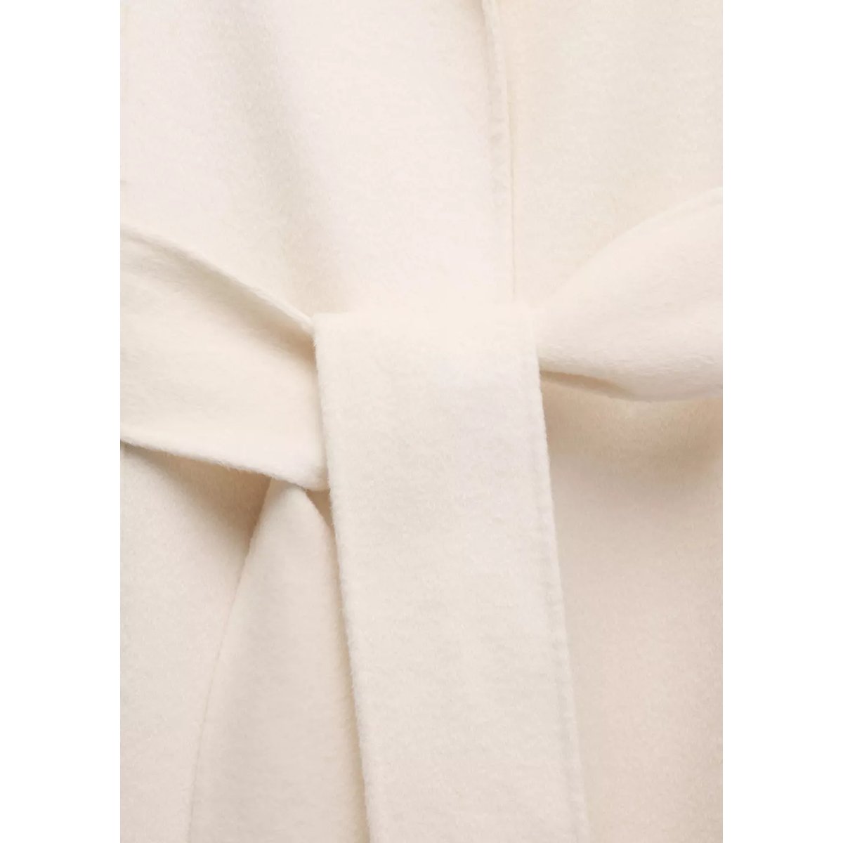 Manteau laine ceinture blanc cassé, MANGO