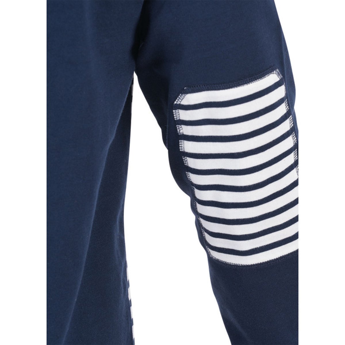Polo en coton biologique marine rayé avec un col à revers et une coupe droite marine, RUCKFIELD