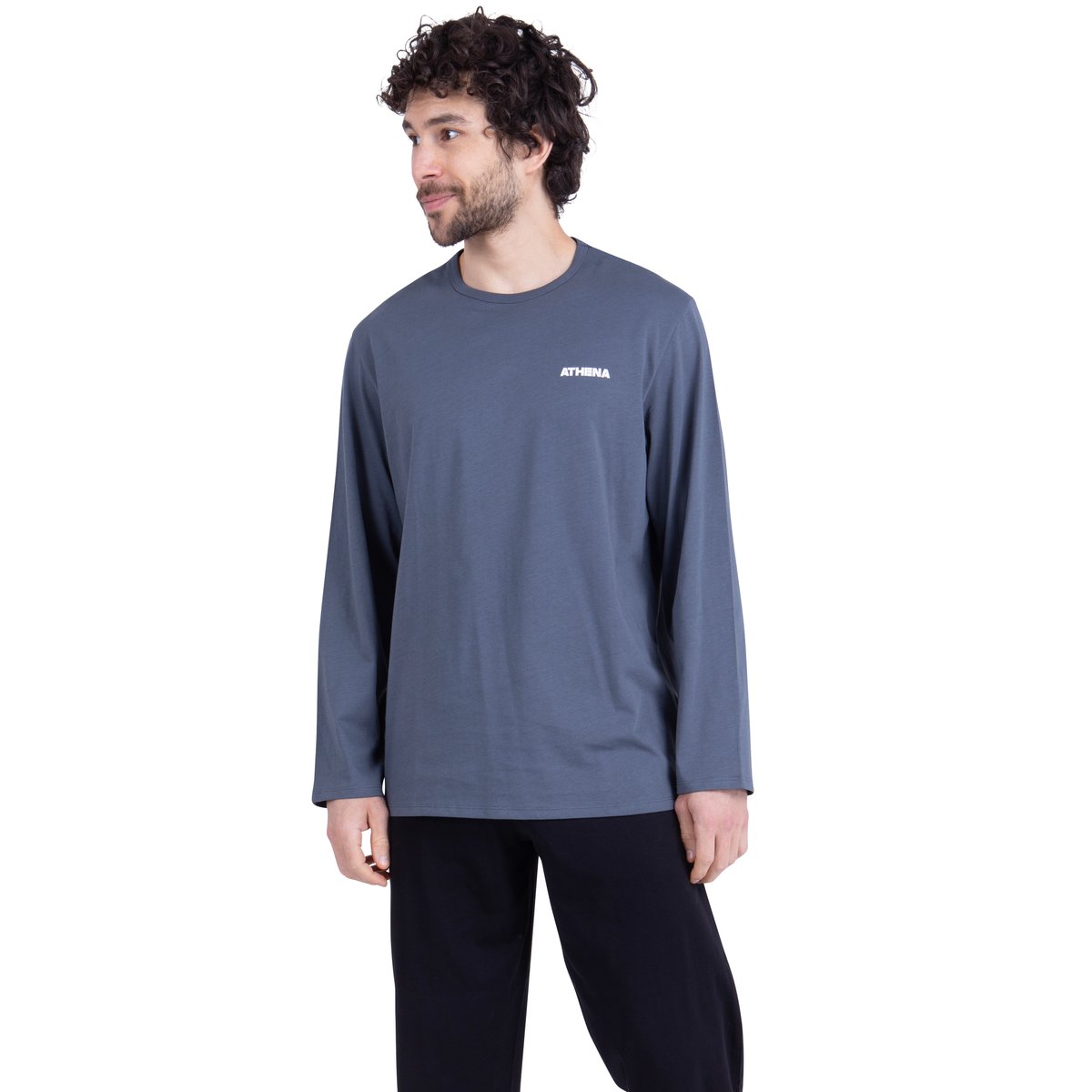 Pyjama long, MY PETIT PRIX gris-noir, ATHENA