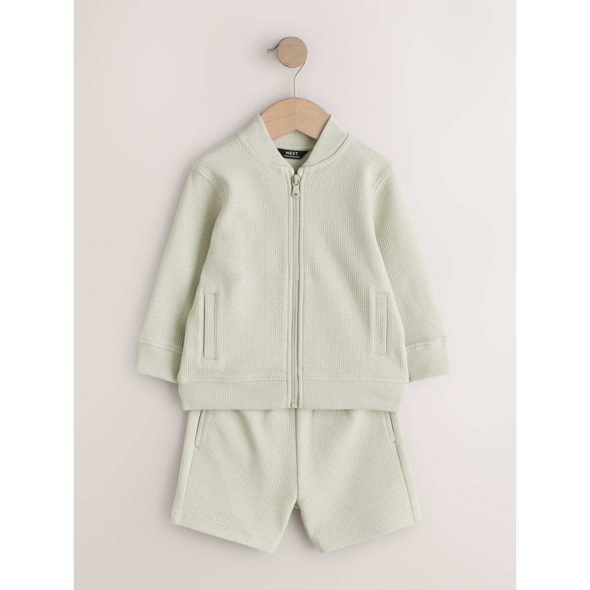 Ensemble short et blouson aviateur en jersey vert sauge, NEXT