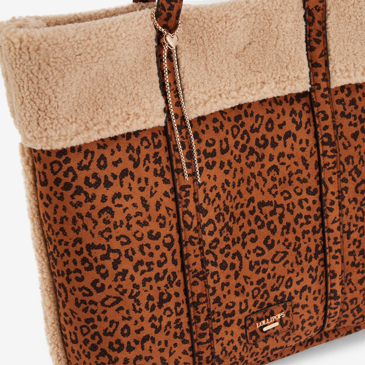 Grand sac shopper léopard Reyana doré,marron, LOLLIPOPS