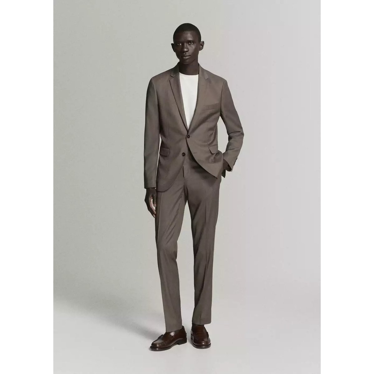 Pantalon costume Parí super slim-fit marron moyen, MANGO MAN