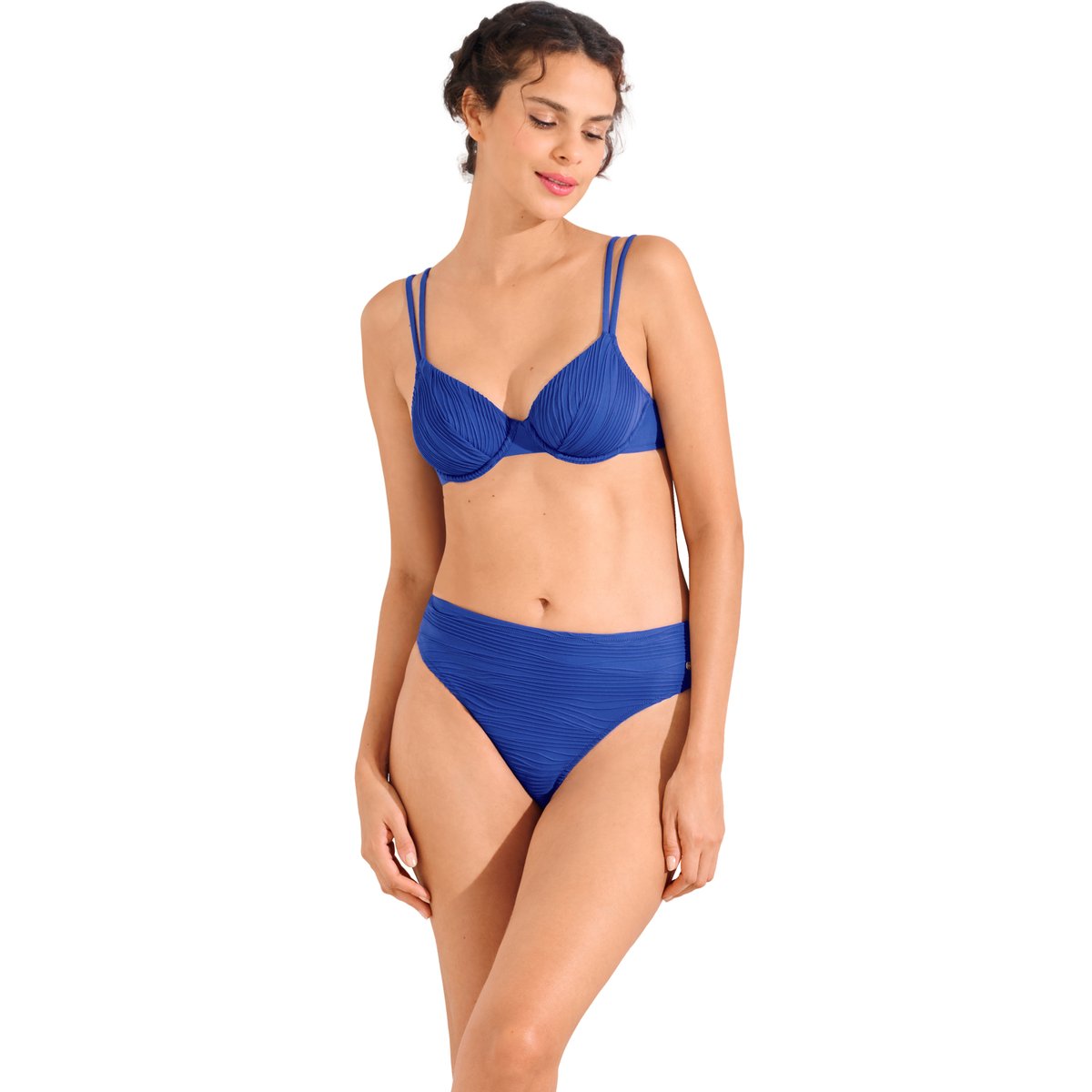 Bas maillot slip de bain taille haute SORRENTO bleu, LISCA