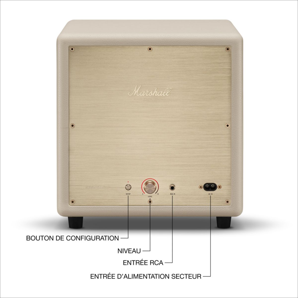 Caisson de basse Heston Sub 200 Crème - Compatible barre de son Marshall, connexion sans fil crème, MARSHALL