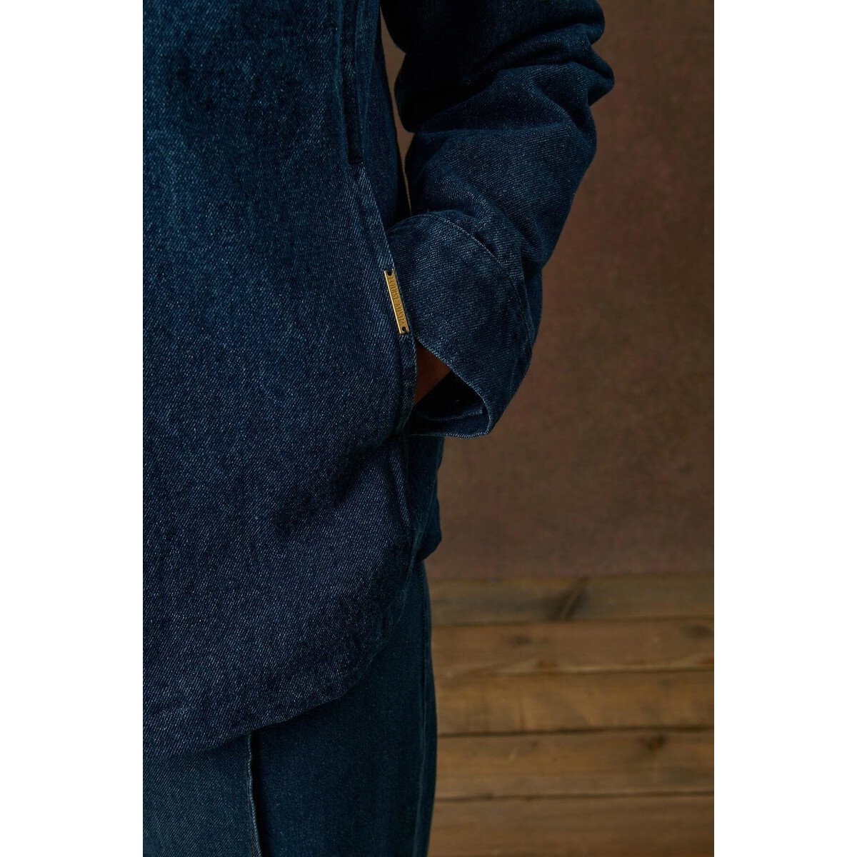Veste en denim à col brodé amovible, TEKIANA indigo, LOUISE MISHA